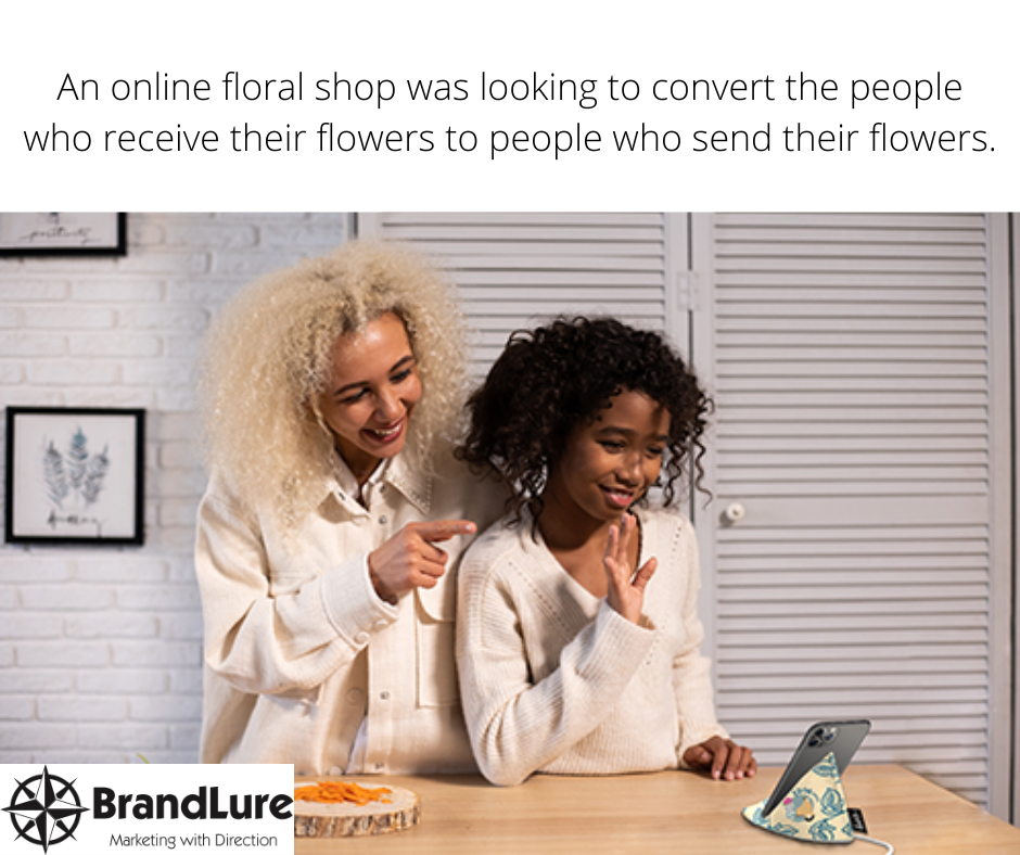 An online floral shop was looking to convert the people who receive their flowers to people who send their flowers.